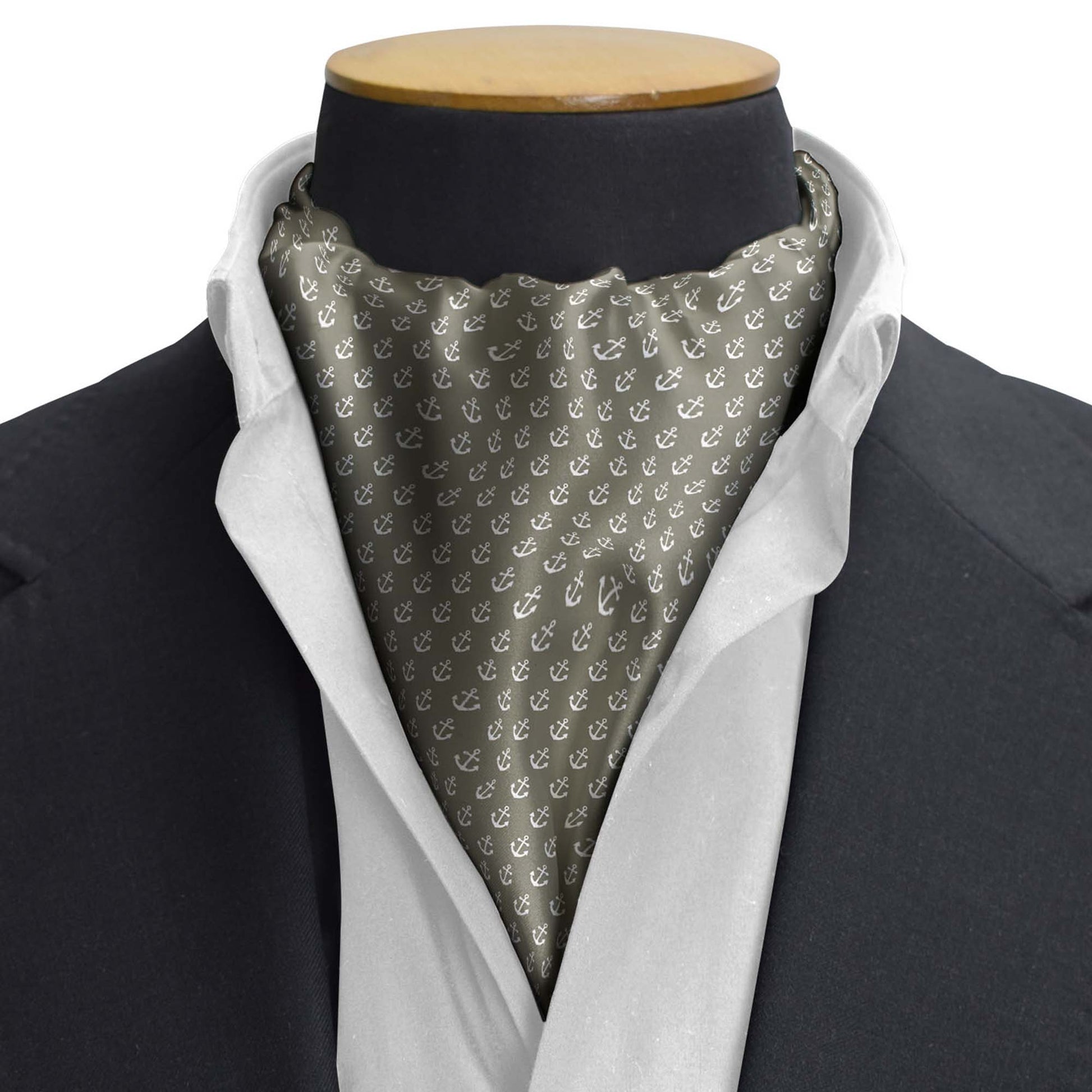 Anchored Navy Pride Silk Cravat — men's silk cravat, view 3