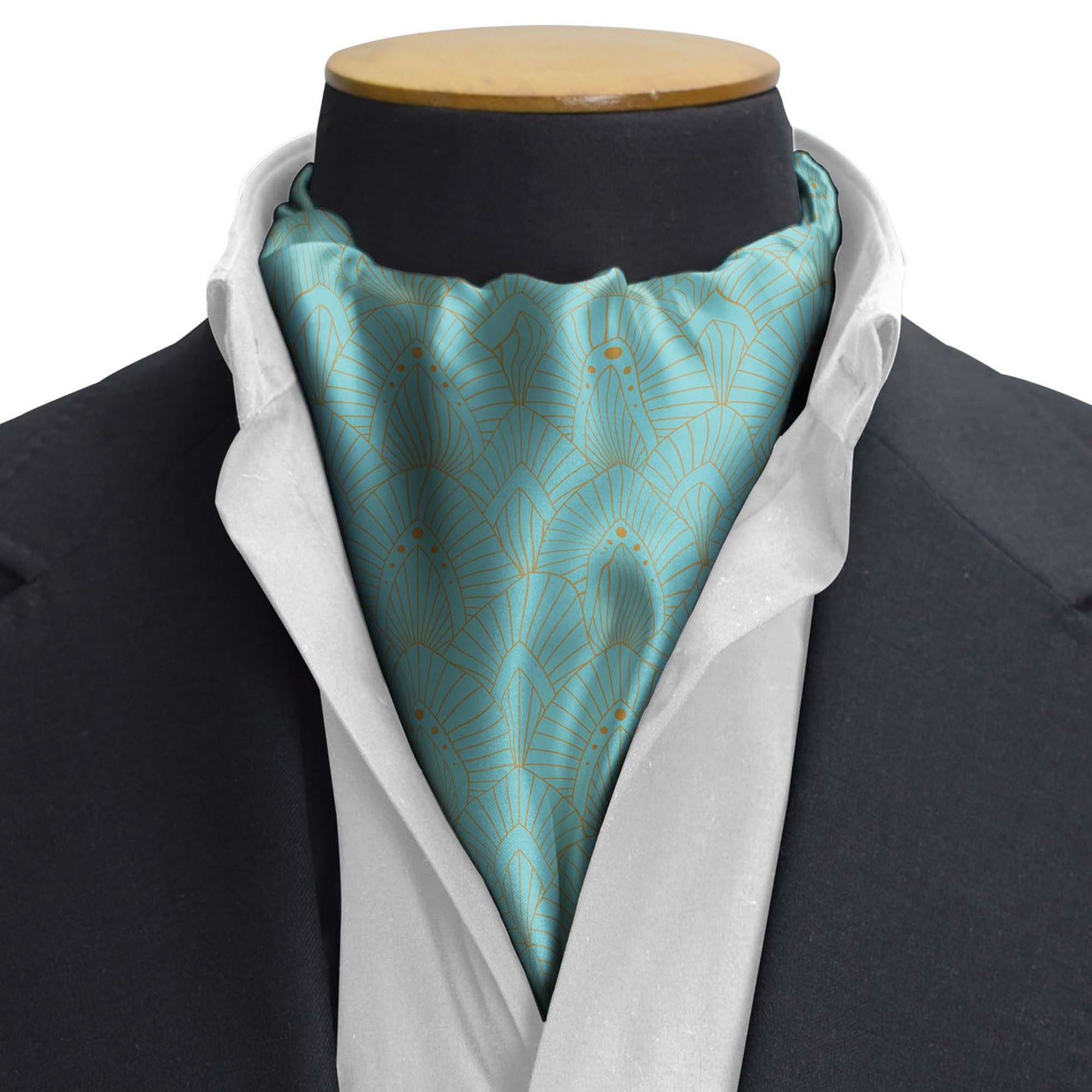 Aqua Botanical Bliss Silk Cravat — men's silk cravat, view 3