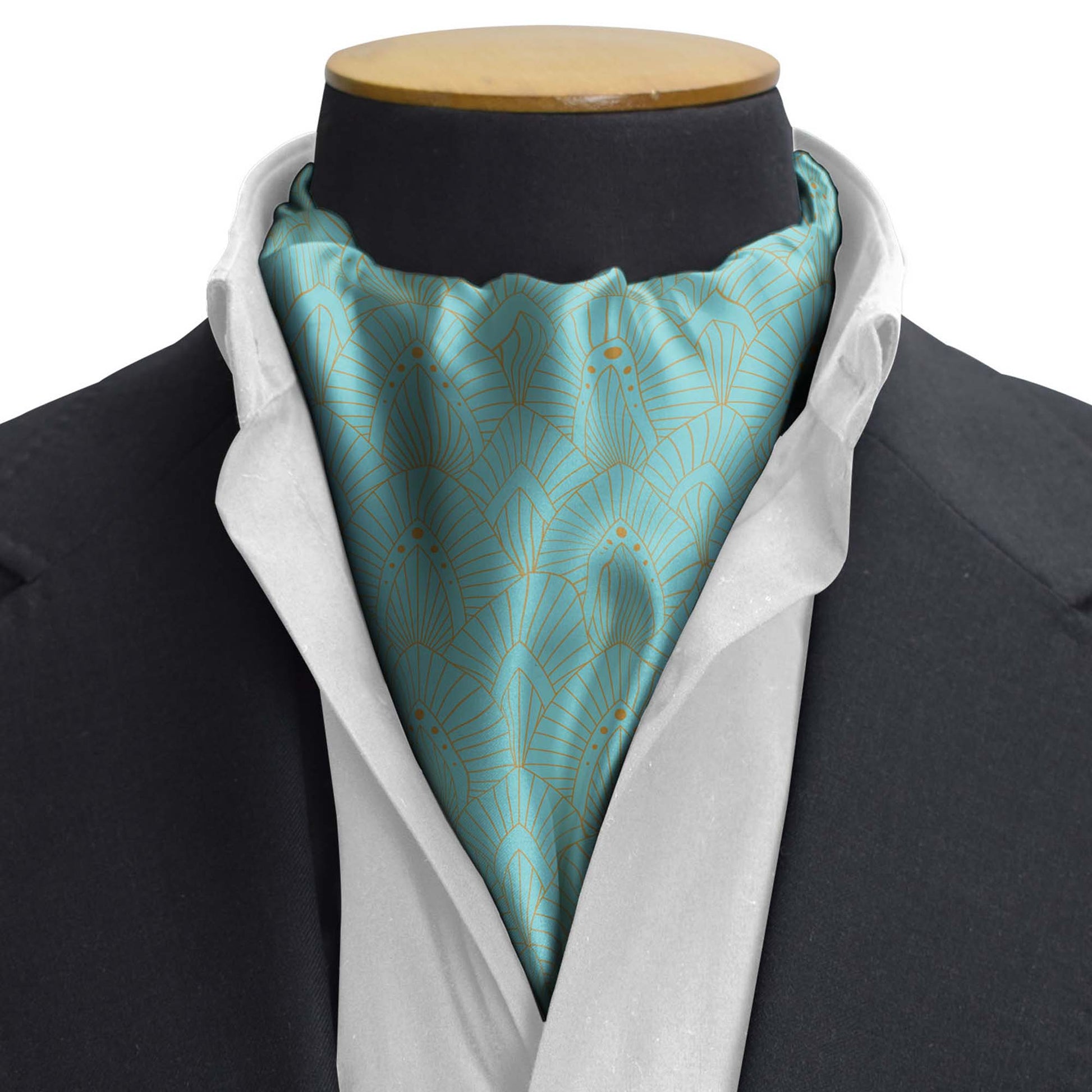 Aqua Botanical Bliss Silk Cravat — men's silk cravat, view 3