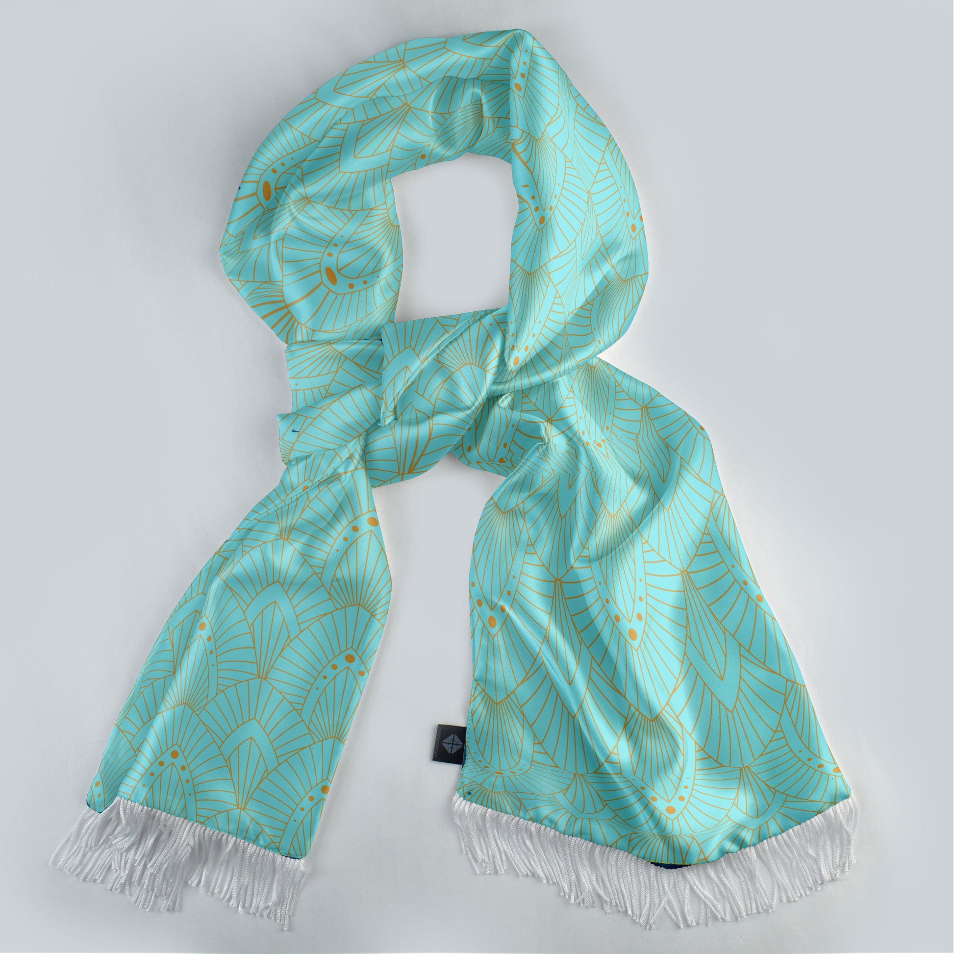 Aqua Botanical Bliss Silk Scarf — men's silk scarf, view 3