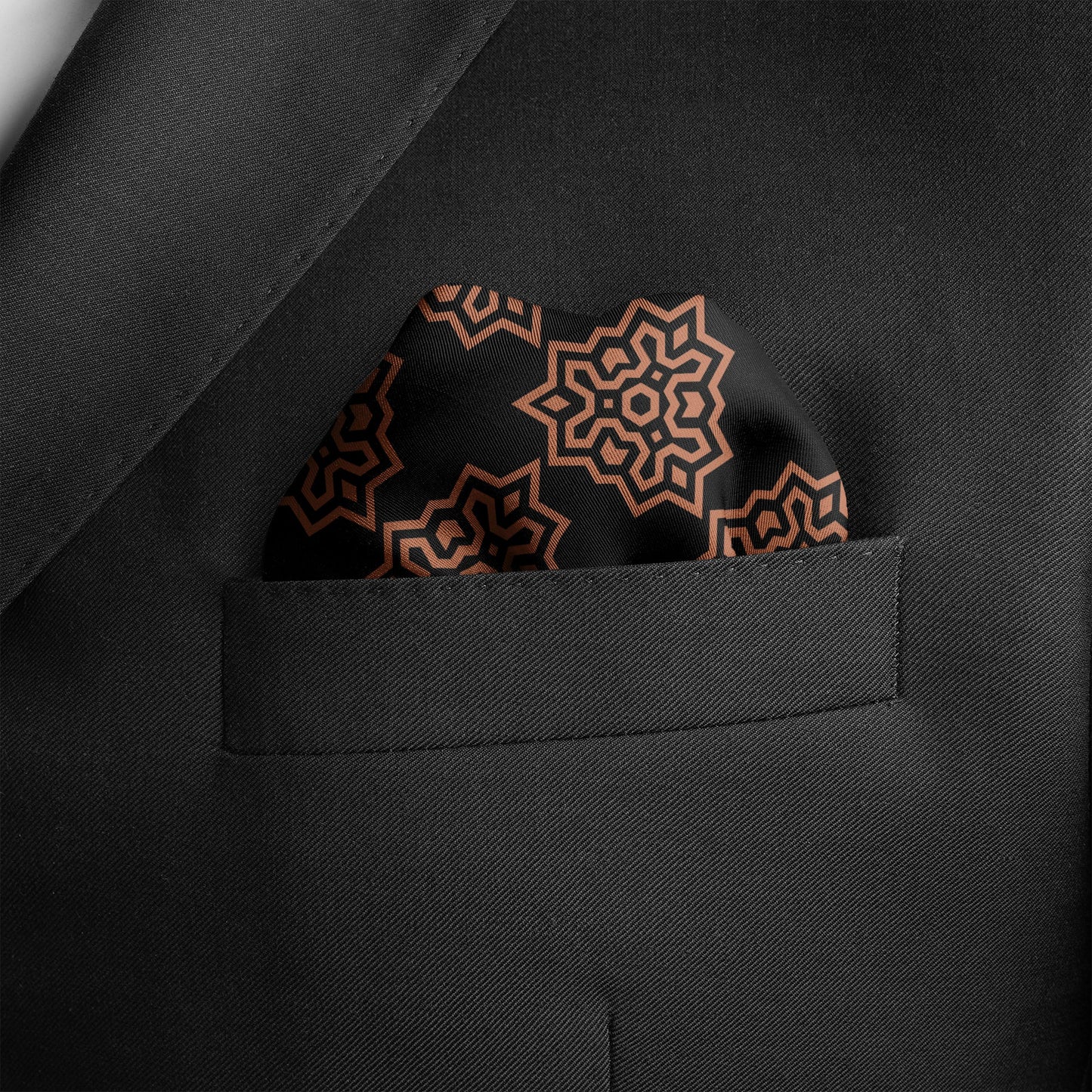 Brown Indigo Silk Pocket Square — men's silk pocket square, view 8