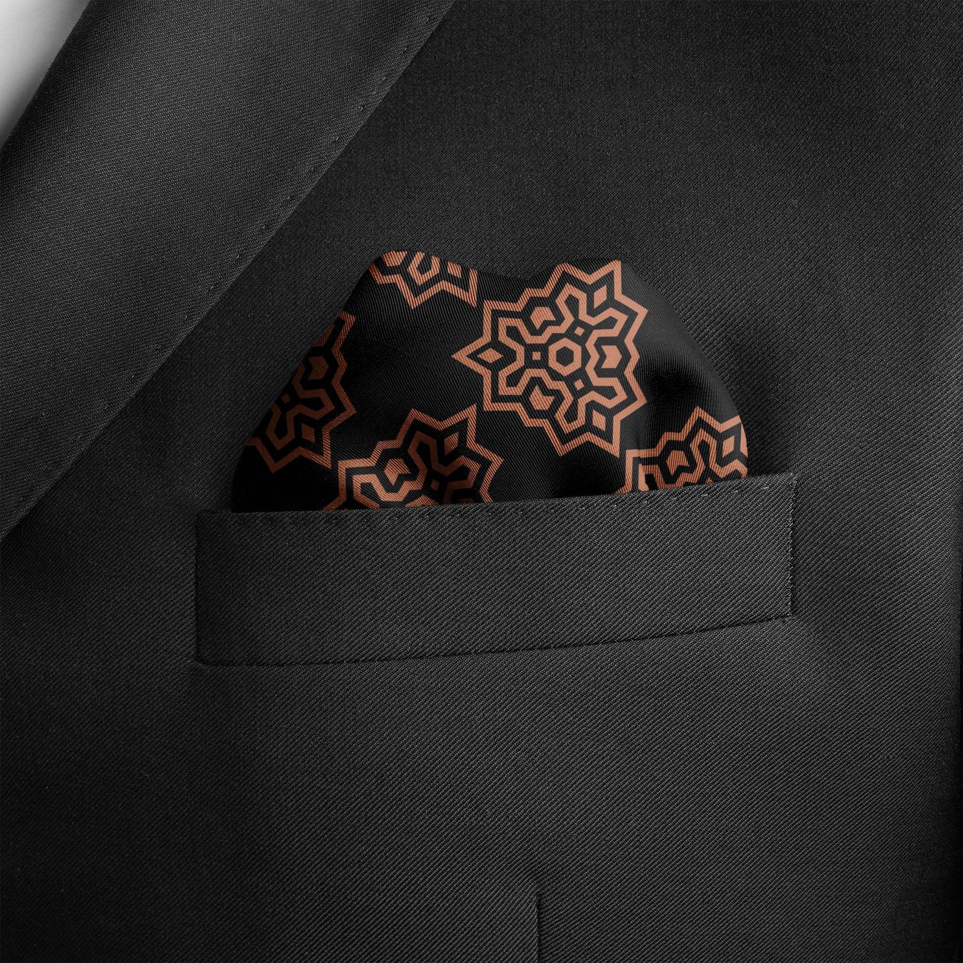Brown Indigo Silk Pocket Square — men's silk pocket square, view 8