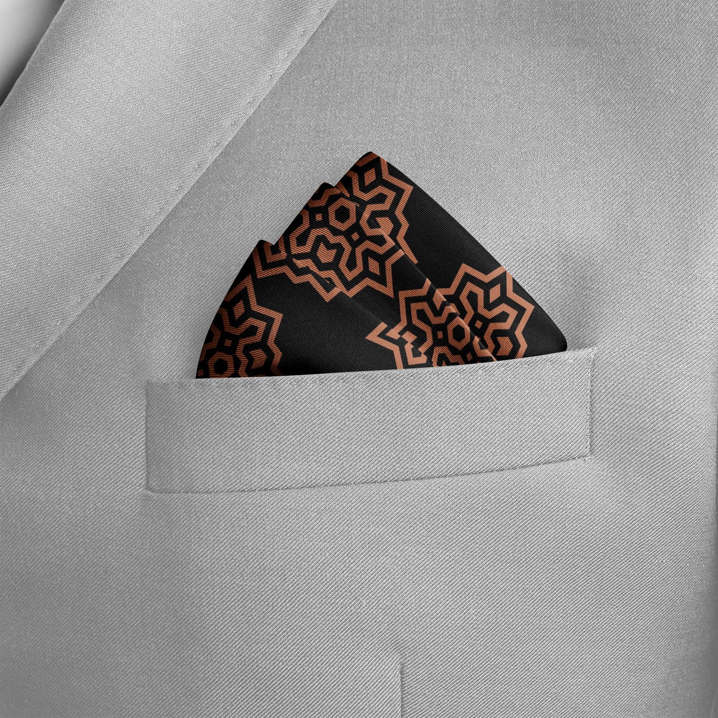 Brown Indigo Silk Pocket Square — men's silk pocket square, view 7