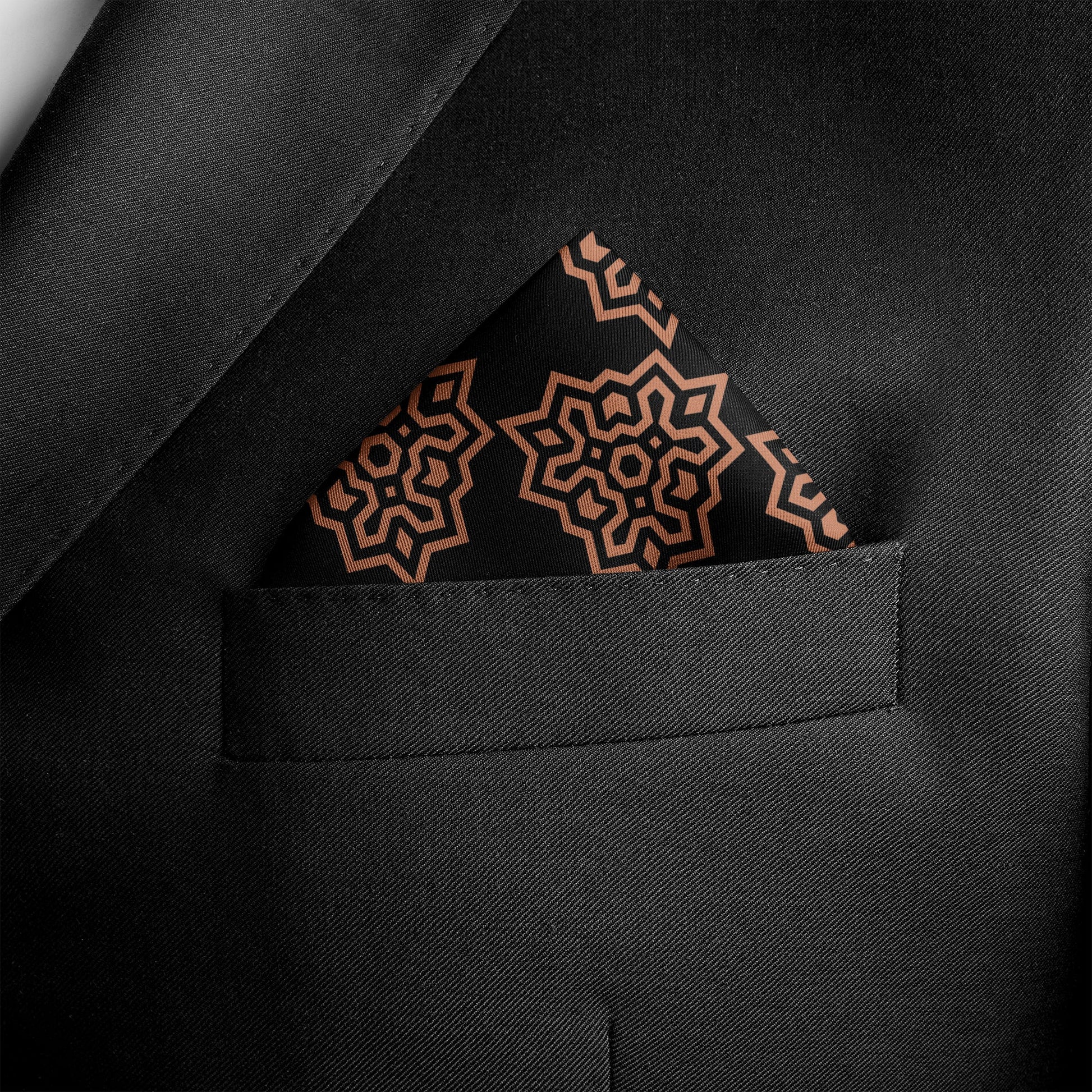 Brown Indigo Silk Pocket Square — men's silk pocket square, view 6