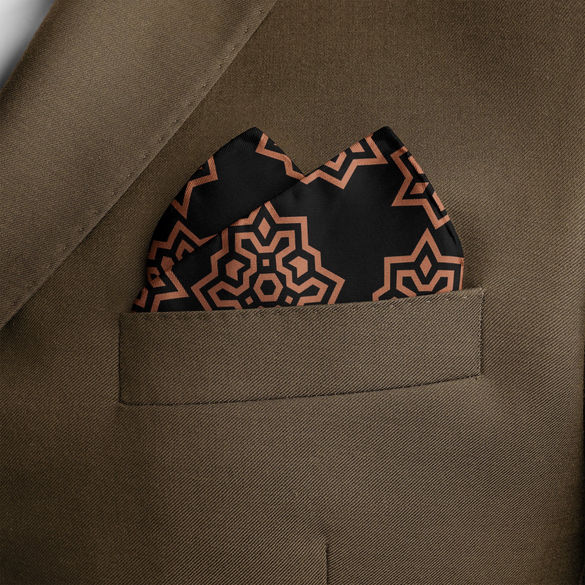 Brown Indigo Silk Pocket Square — men's silk pocket square, view 5