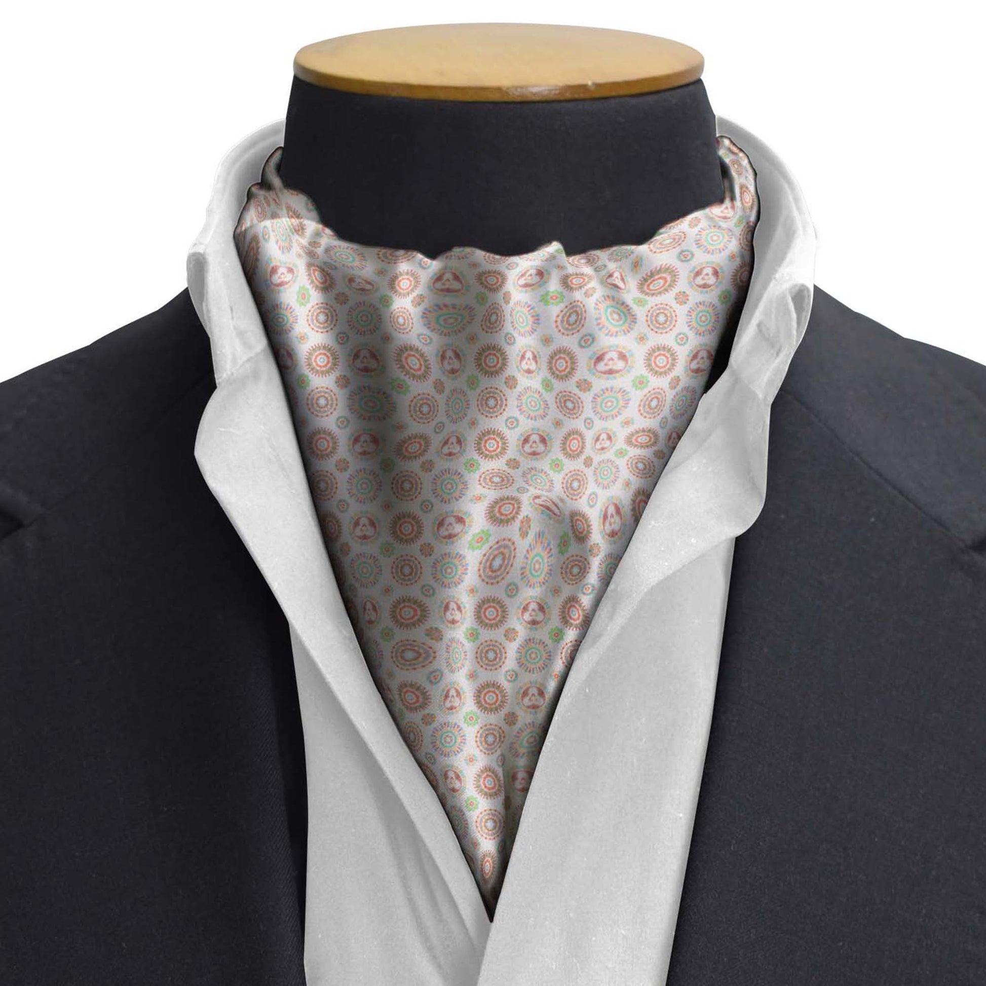 Kaleidoscopic Geometric Fusion Silk Cravat — men's silk cravat, view 3