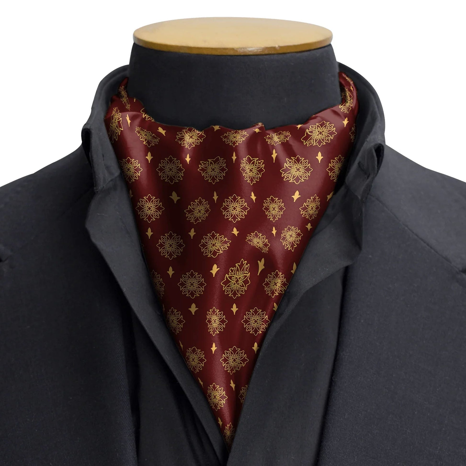 Maroon Eclipse Silk Cravat — men's silk cravat, view 3