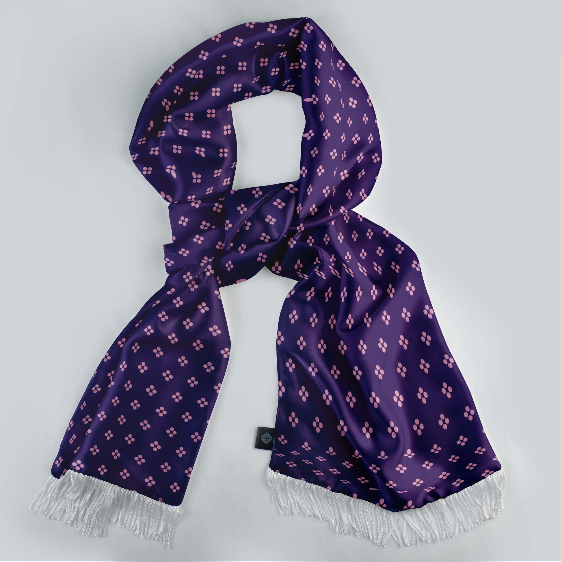 Purple Quadruple Polka Silk Scarf — men's silk scarf, view 3