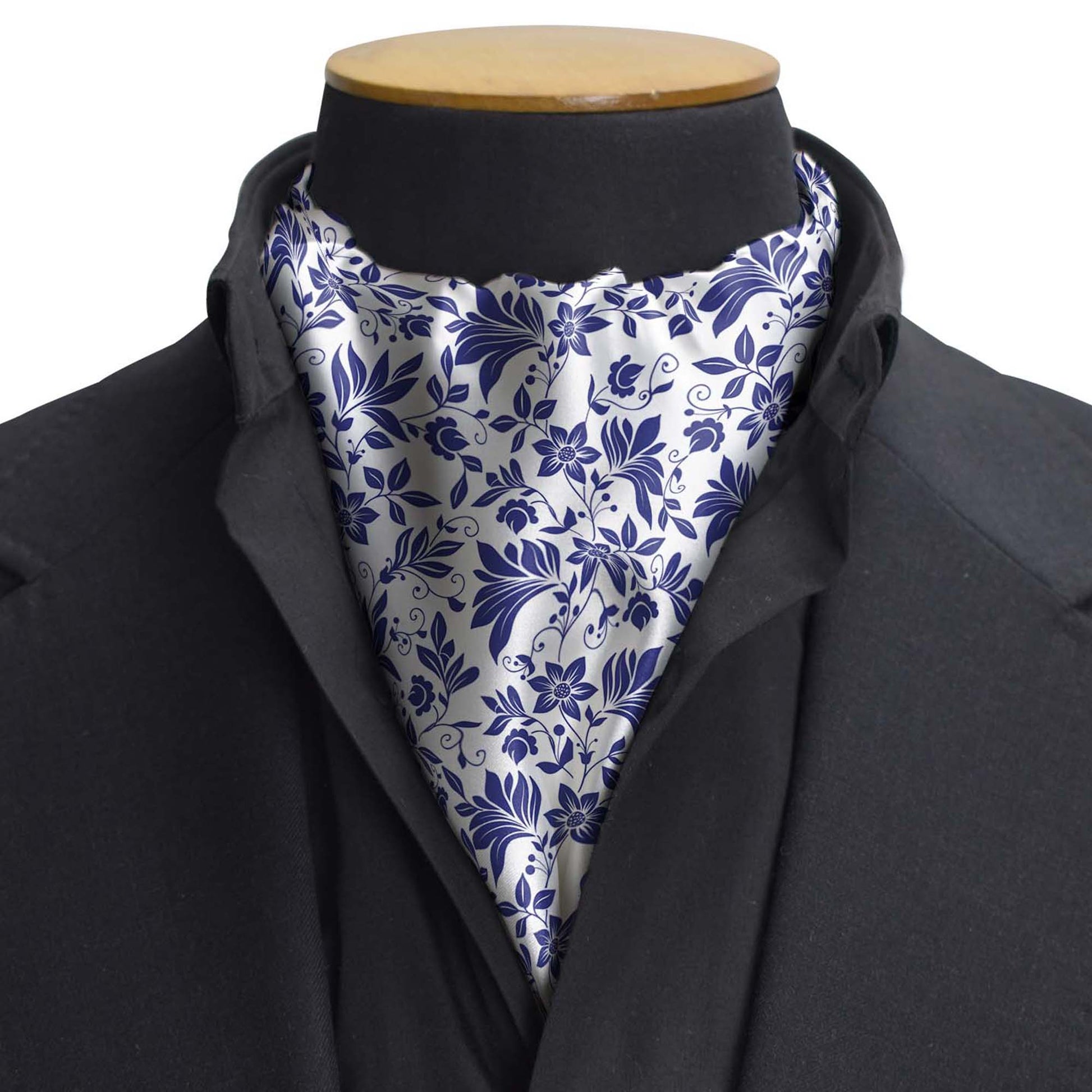 Sapphire Blossom Silk Cravat — men's silk cravat, view 3