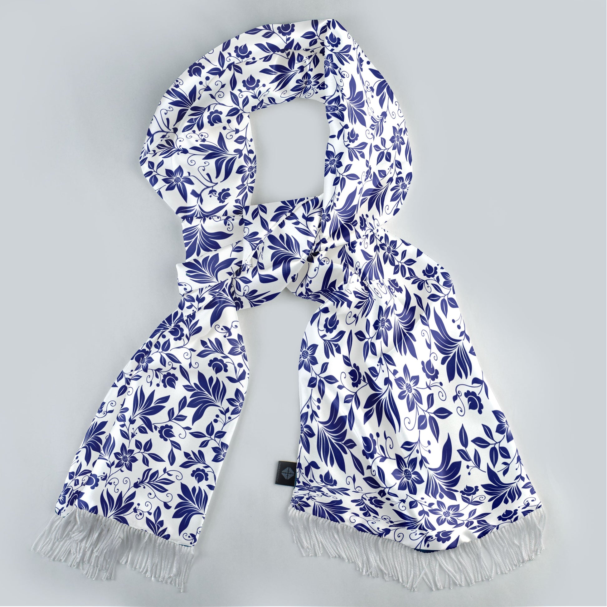 Sapphire Blossom Silk Scarf — men's silk scarf, view 3