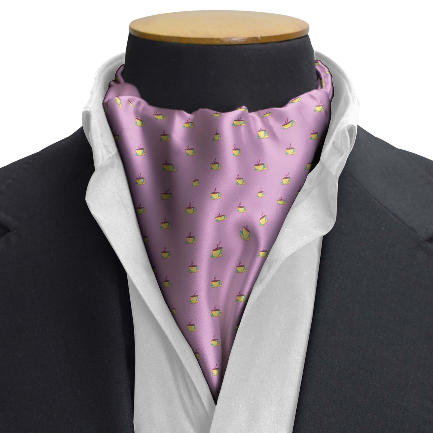The Pink Tea Party Silk Cravat — men's silk cravat, view 3