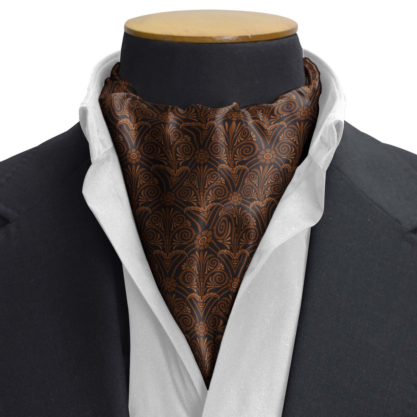 Vintage Brown Silk Cravat — men's silk cravat, view 3