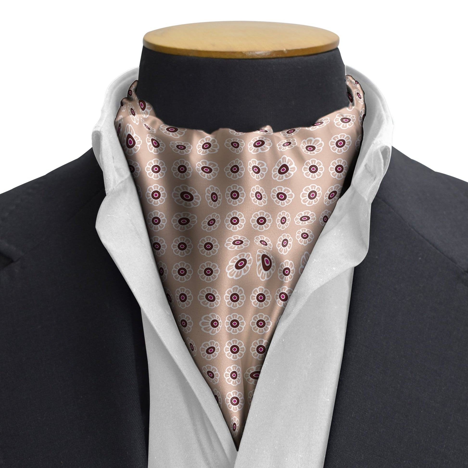 W21-Daisy Silk Cravat — men's silk cravat, view 3