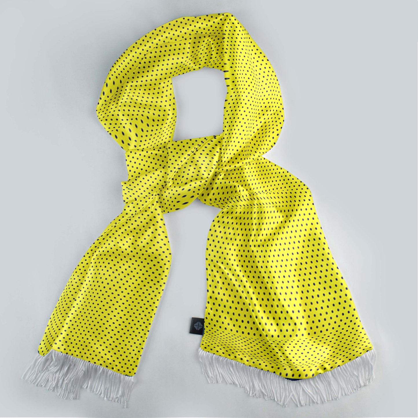 Yellow With Black Polka Silk Scarf — men's silk scarf, view 3