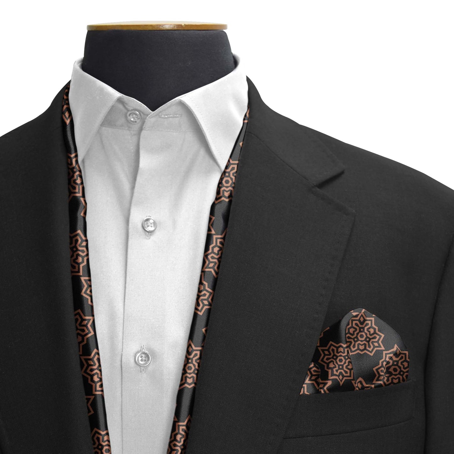 Brown Indigo Silk Scarf & Pocket Square Set — men's silk scarf, view 3