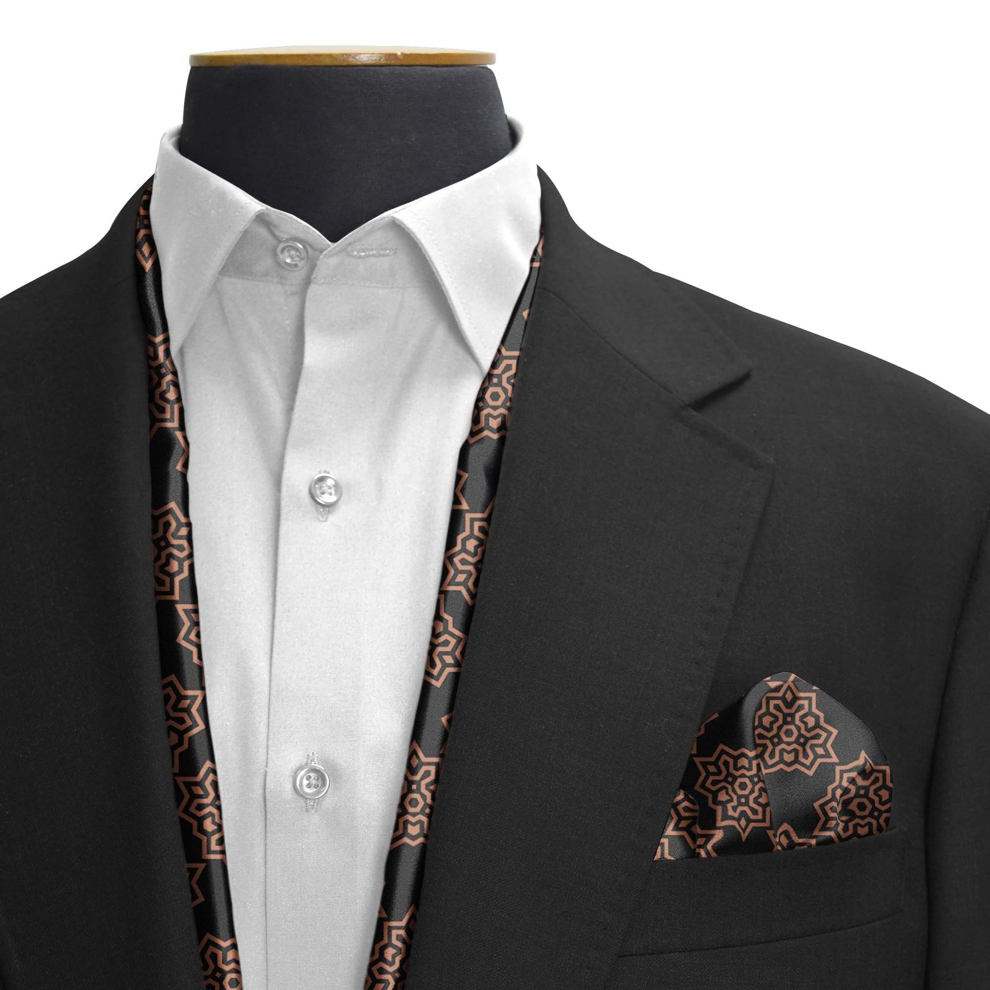 Brown Indigo Silk Scarf & Pocket Square Set — men's silk scarf, view 3