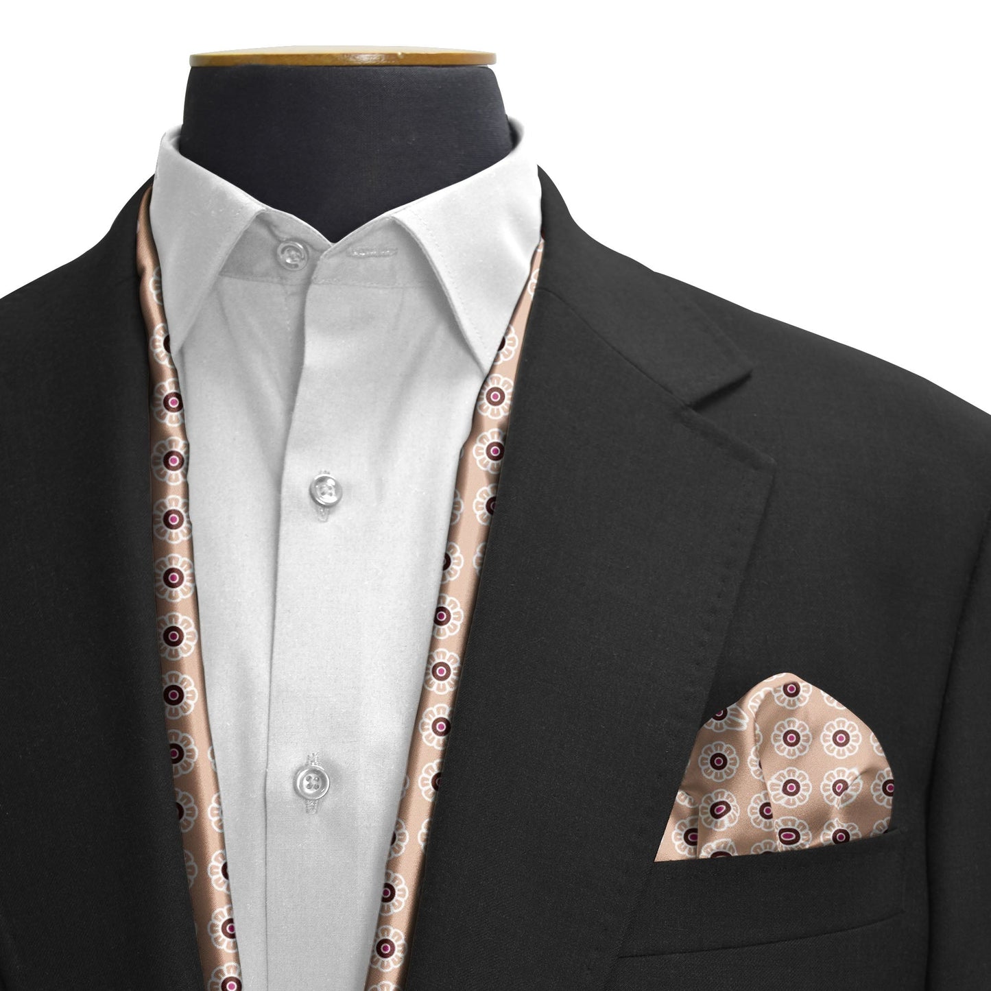 W21- Daisy Silk Scarf & Pocket Square Set — men's silk scarf, view 3