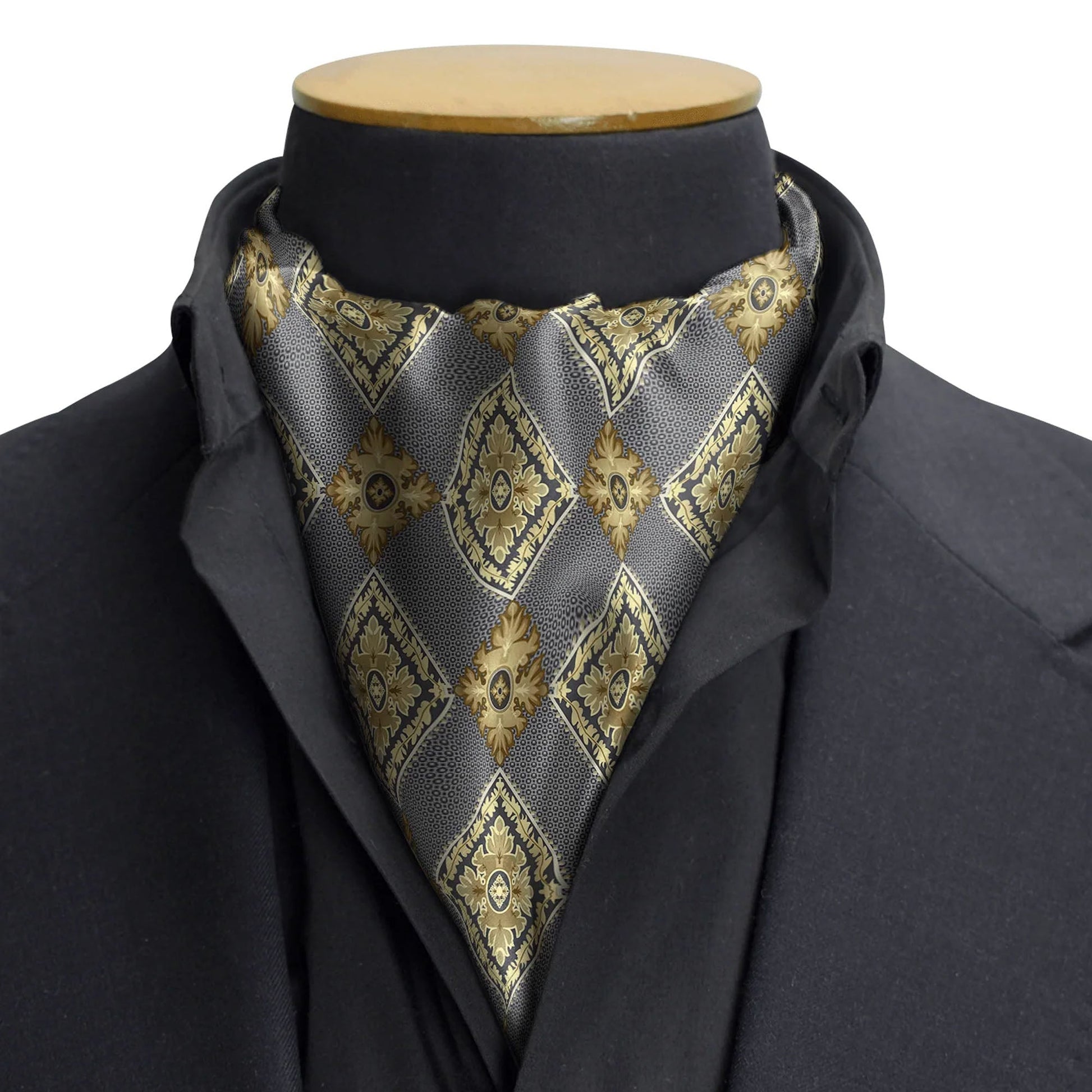 W21- Diamond Brick Silk Cravat — men's silk cravat, view 3