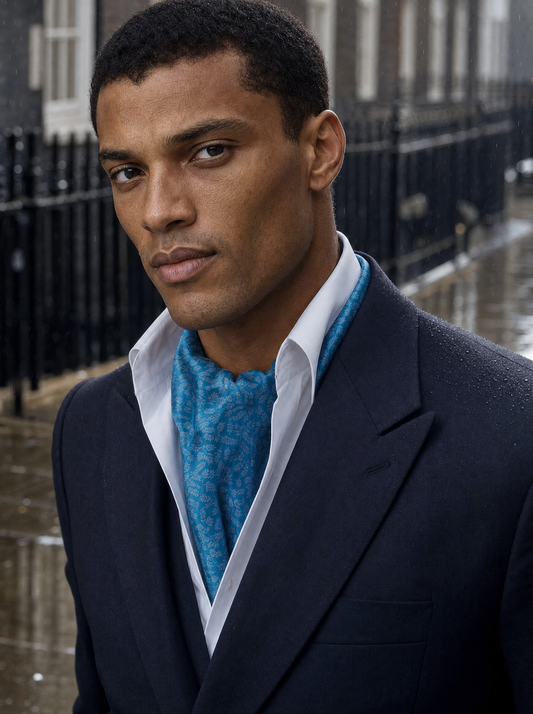 Ferozi Silk Cravat worn by a model — men's cravat