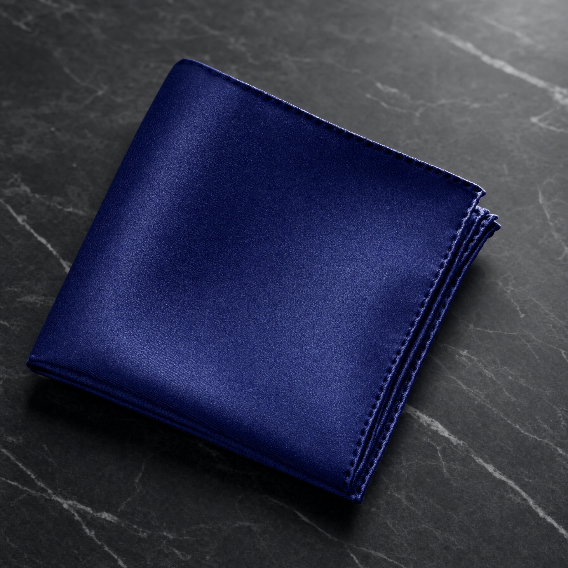 The Solid Navy Blue Silk Pocket Square — men's 100% silk pocket square