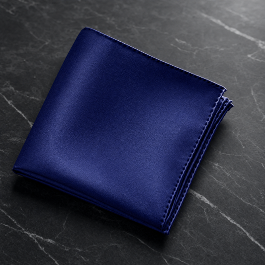 The Solid Navy Blue Silk Pocket Square — men's 100% silk pocket square