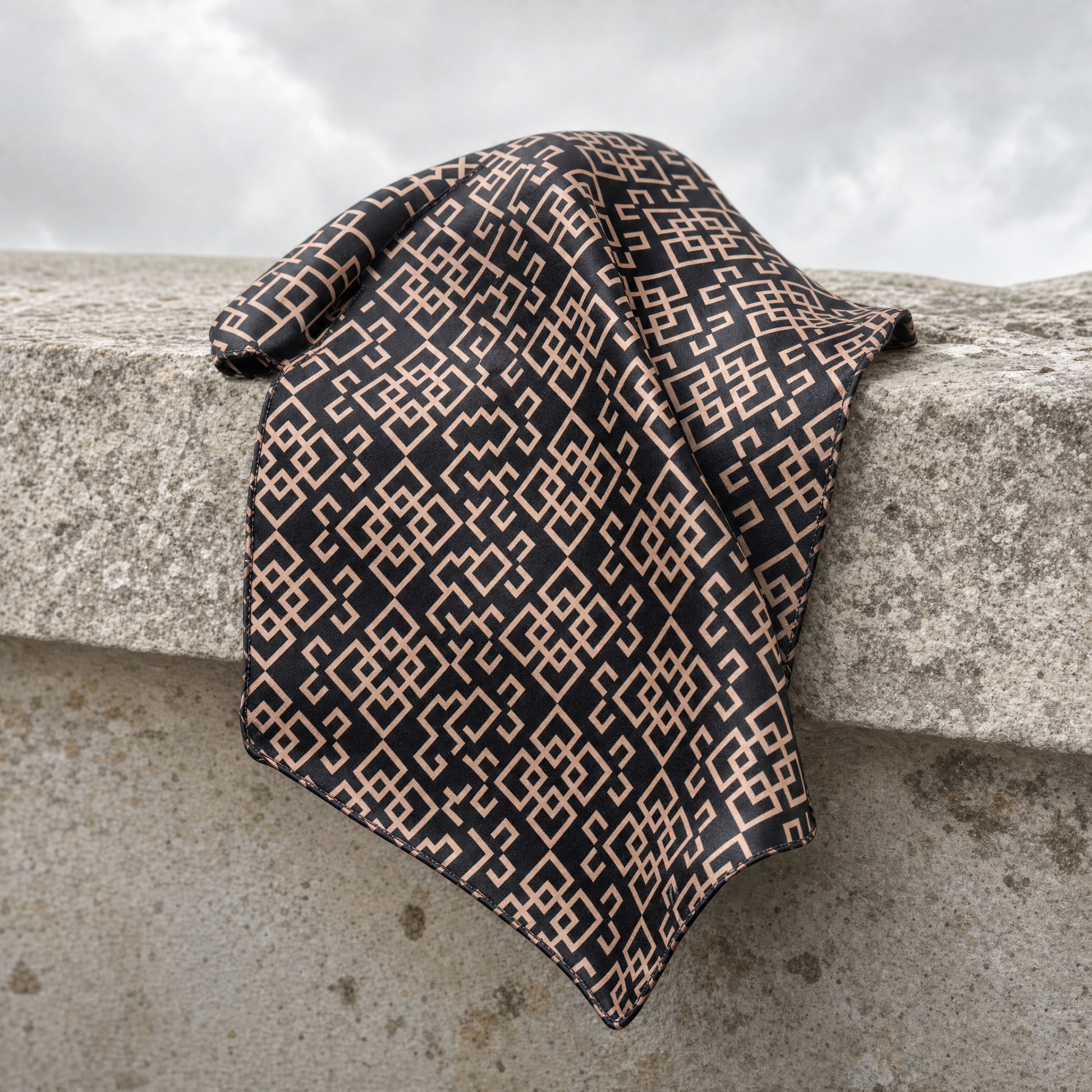 In & Out Silk Cravat — 100% silk cravat, draped detail