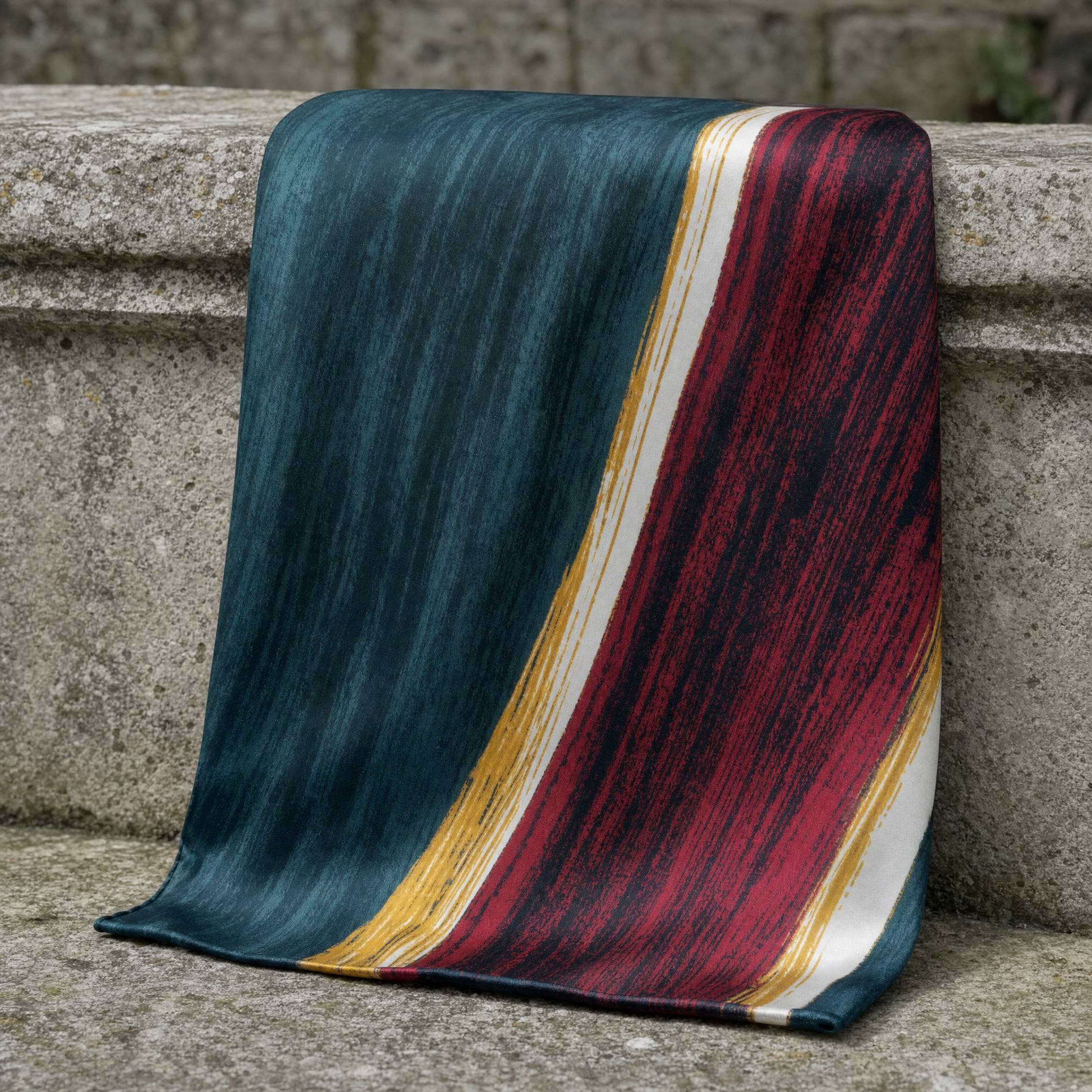 Midnight Artist Silk Cravat — 100% silk cravat, draped detail