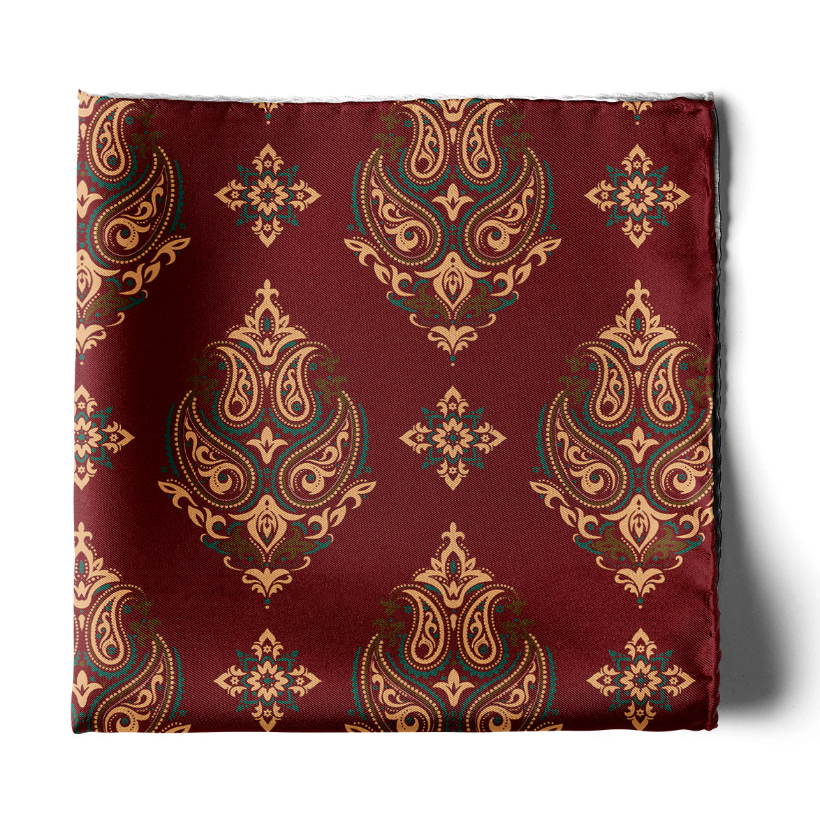 Maroon & Black Mystery Silk Pocket Square — men's silk pocket square, view 4
