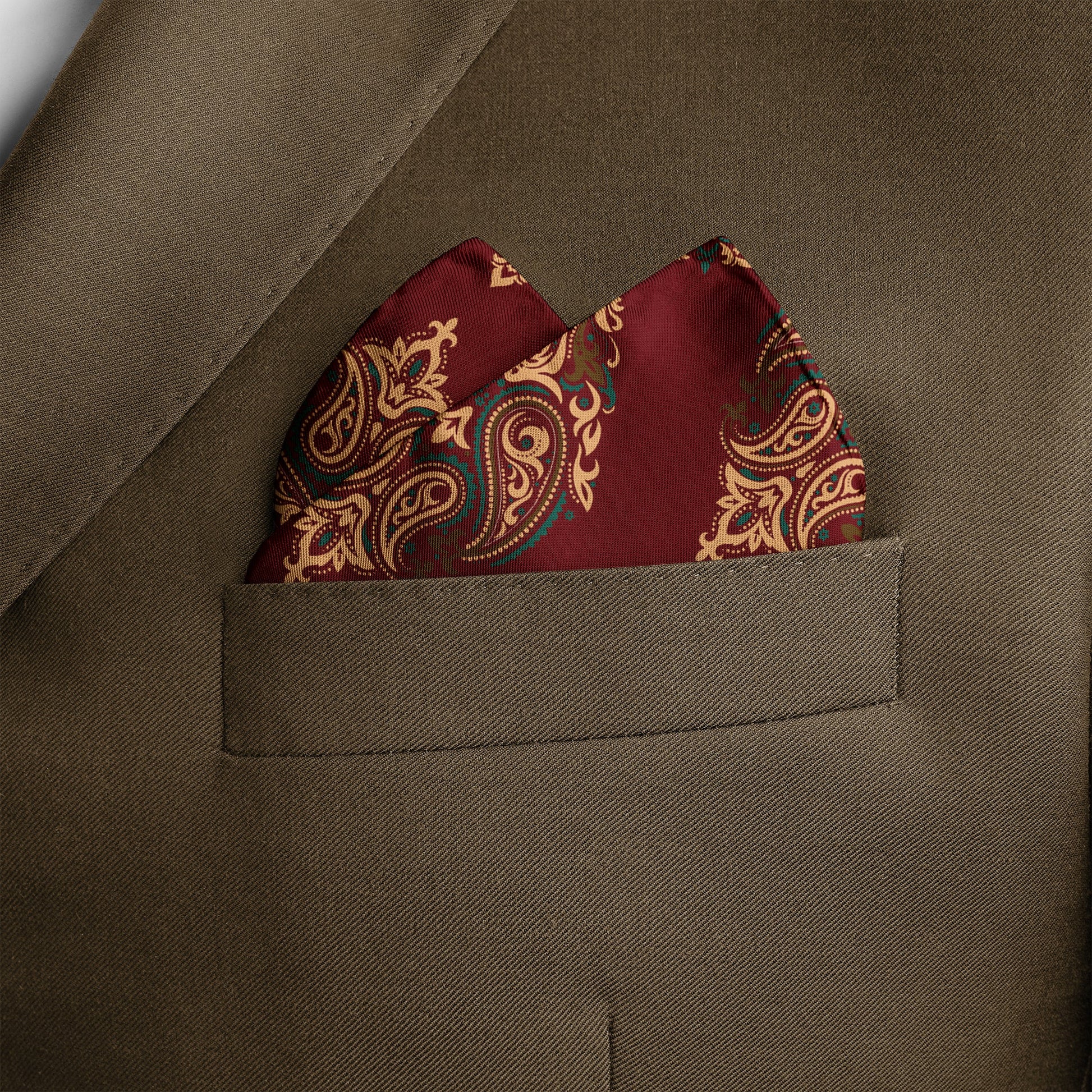 Maroon & Black Mystery Silk Pocket Square — men's silk pocket square, view 9