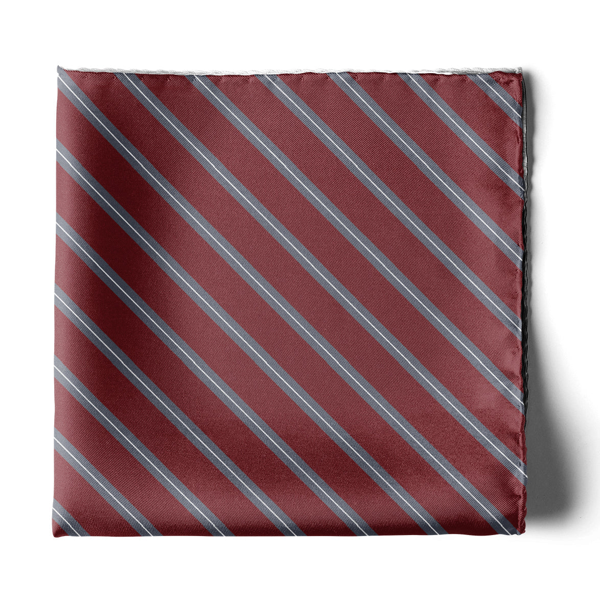 Regimental Maroon And Grey Silk Pocket Square — men's silk pocket square, view 4