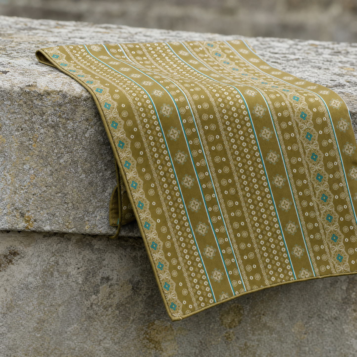Persian Caramel Silk Cravat — 100% silk cravat, draped detail