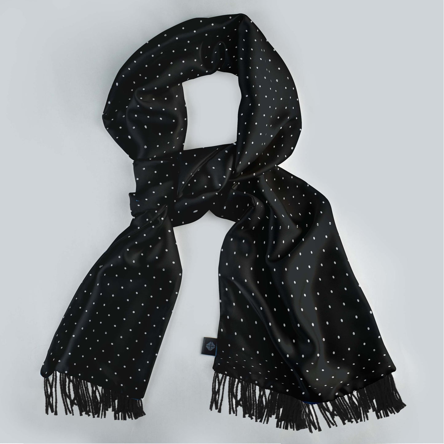 Black With White Polka Silk Scarf — men's silk scarf, view 3