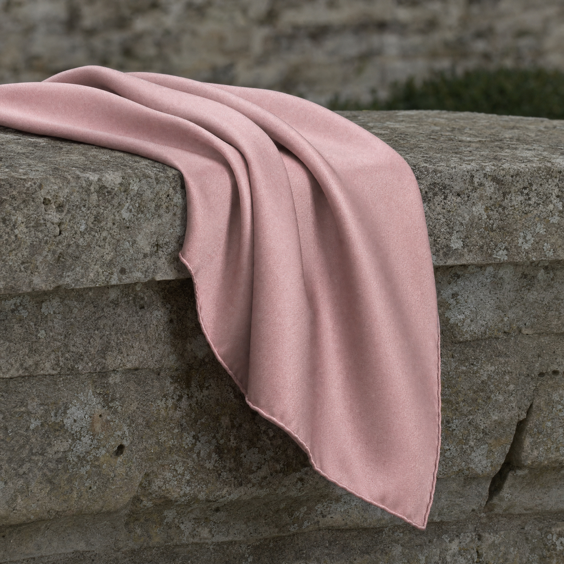 The Festive Pink Silk Cravat — 100% silk cravat, draped detail