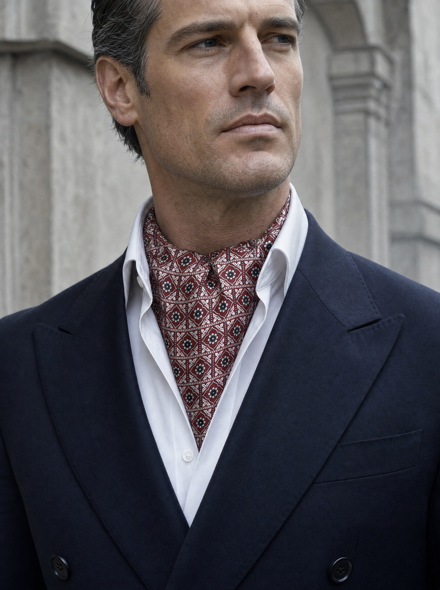 Traditional Ajrak Silk Cravat worn by a model — men's cravat