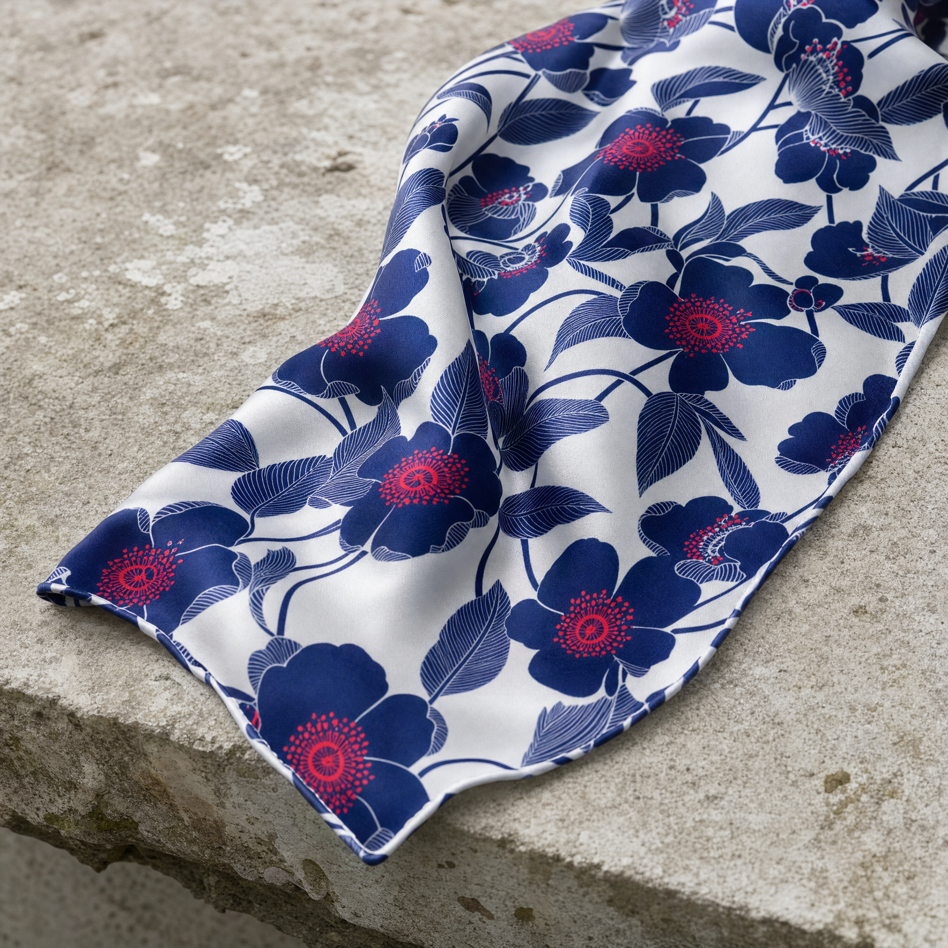 W21-Brf1 Silk Cravat — 100% silk cravat, draped detail