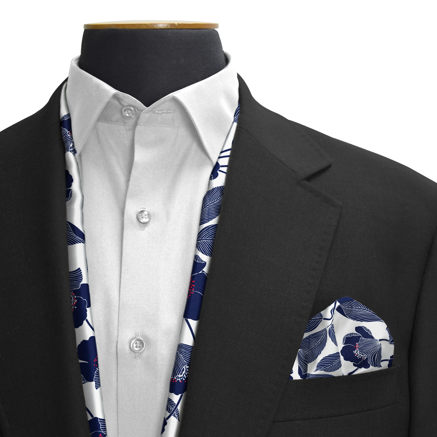 W21-Brf1 Silk Scarf & Pocket Square Set — men's silk scarf, view 3
