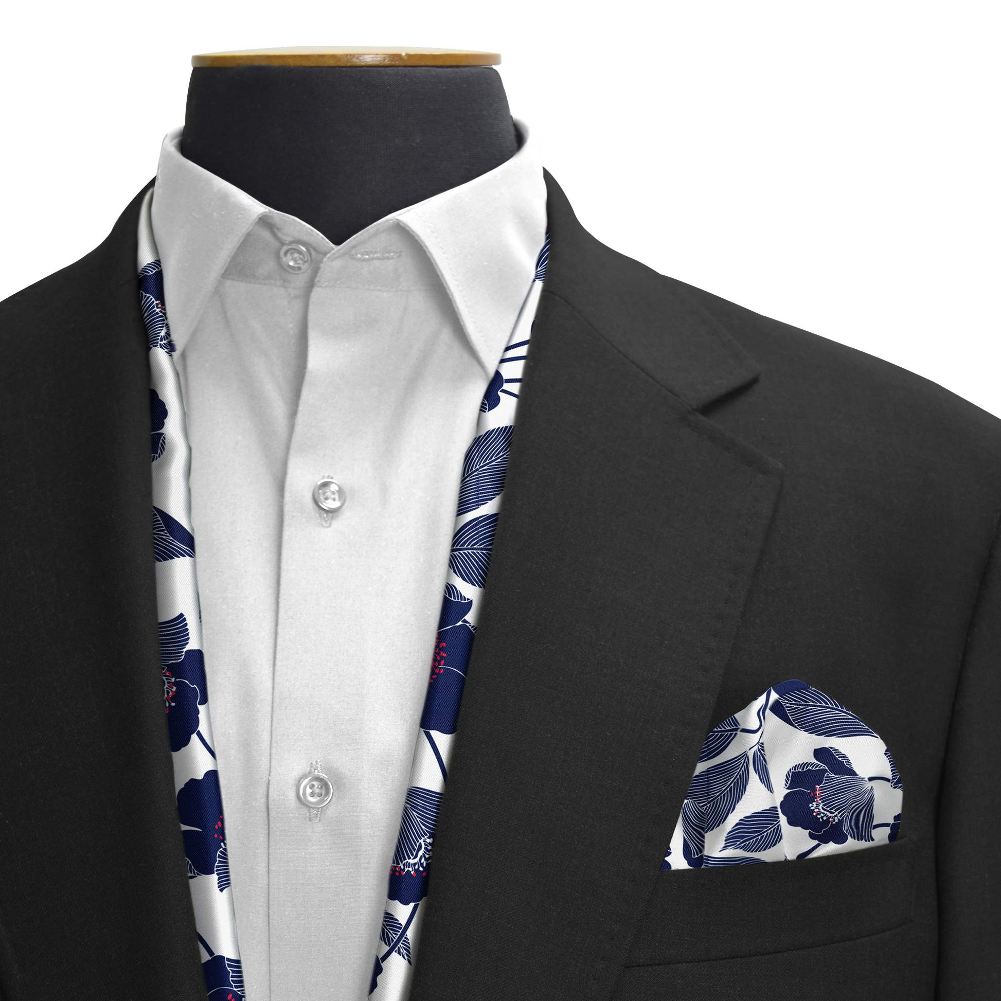 W21-Brf1 Silk Scarf & Pocket Square Set — men's silk scarf, view 3