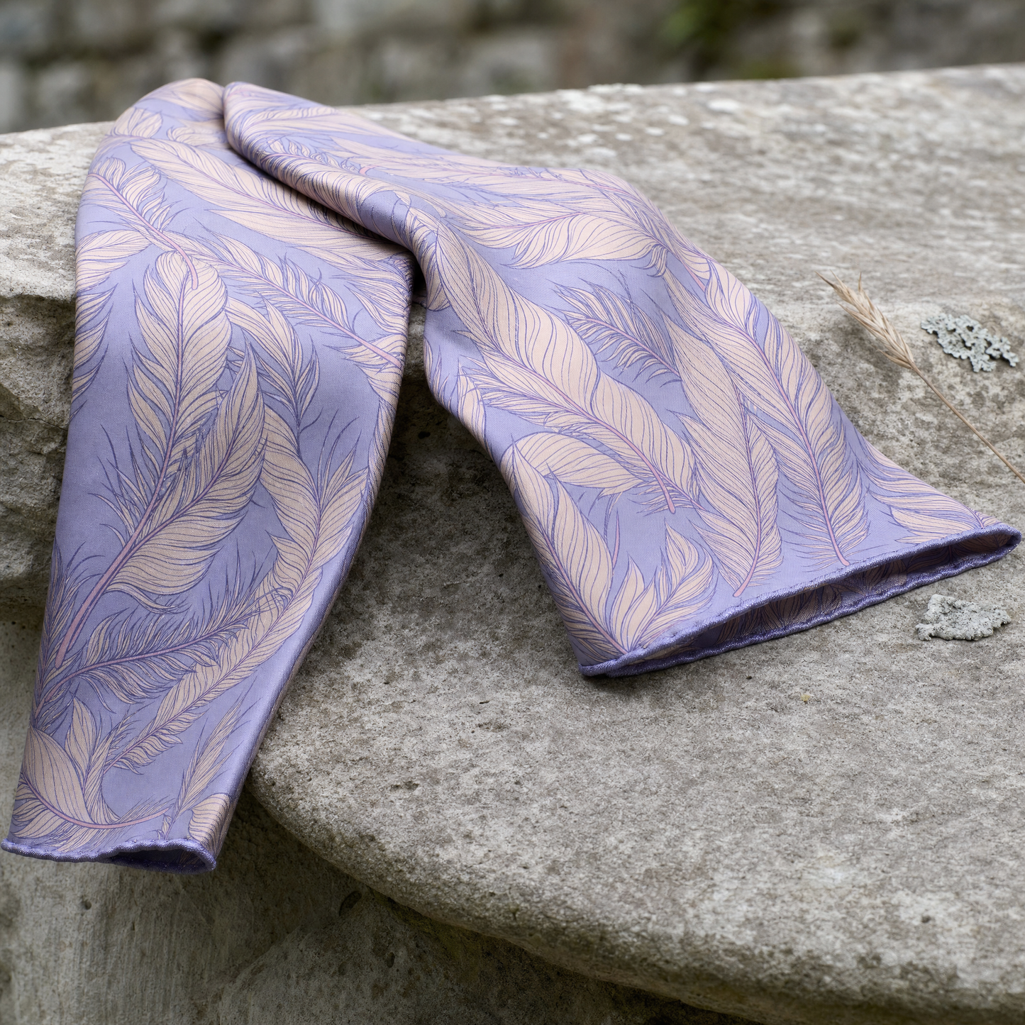 W21- Flamingo Silk Cravat — 100% silk cravat, draped detail