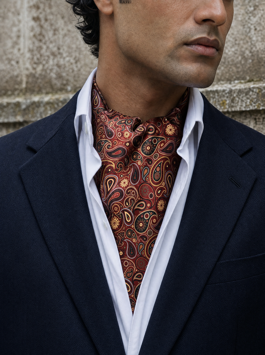 W21- Royal Botha Silk Cravat worn by a model — men's cravat
