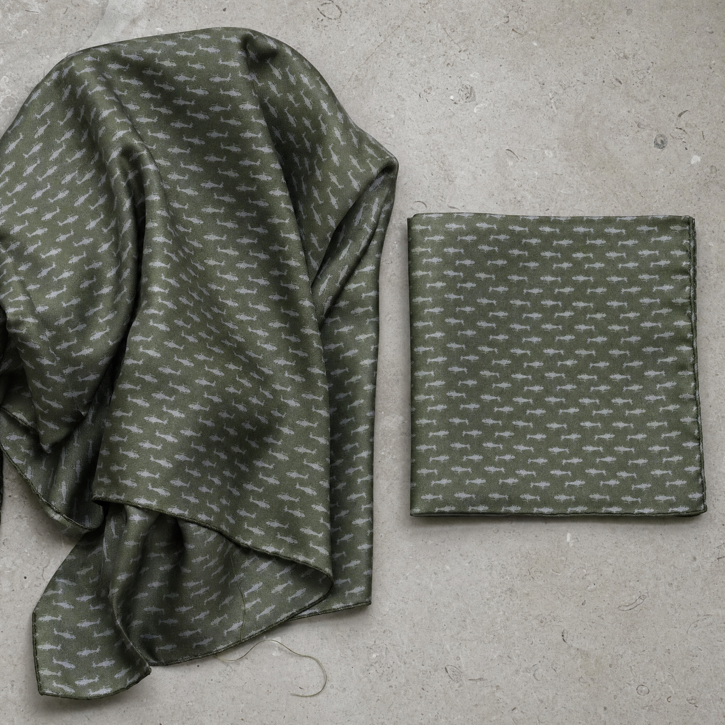 Wings Of Courage Air Force Scarf & Pocket Square Set — 100% silk scarf, draped detail