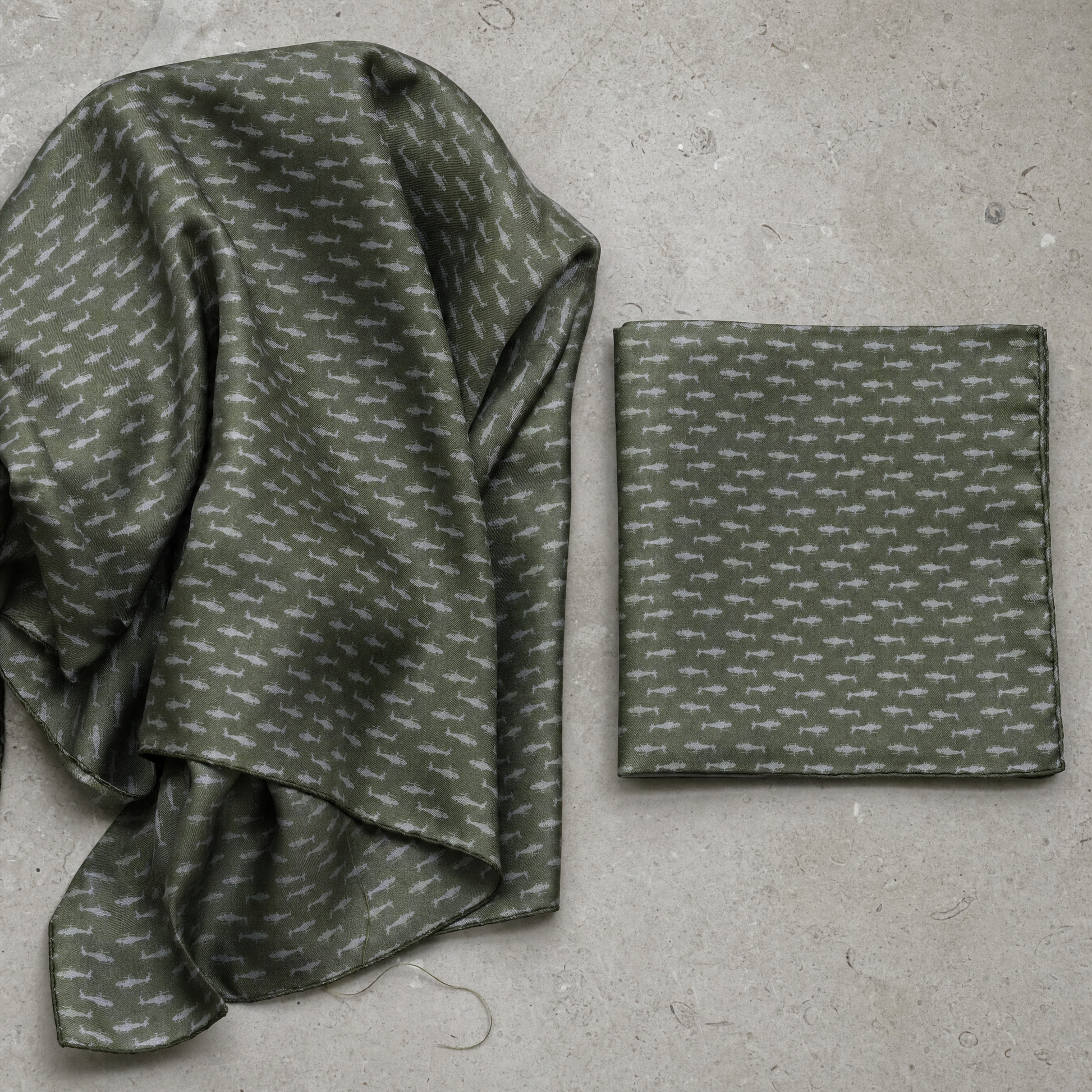 Wings Of Courage Air Force Scarf & Pocket Square Set — 100% silk scarf, draped detail
